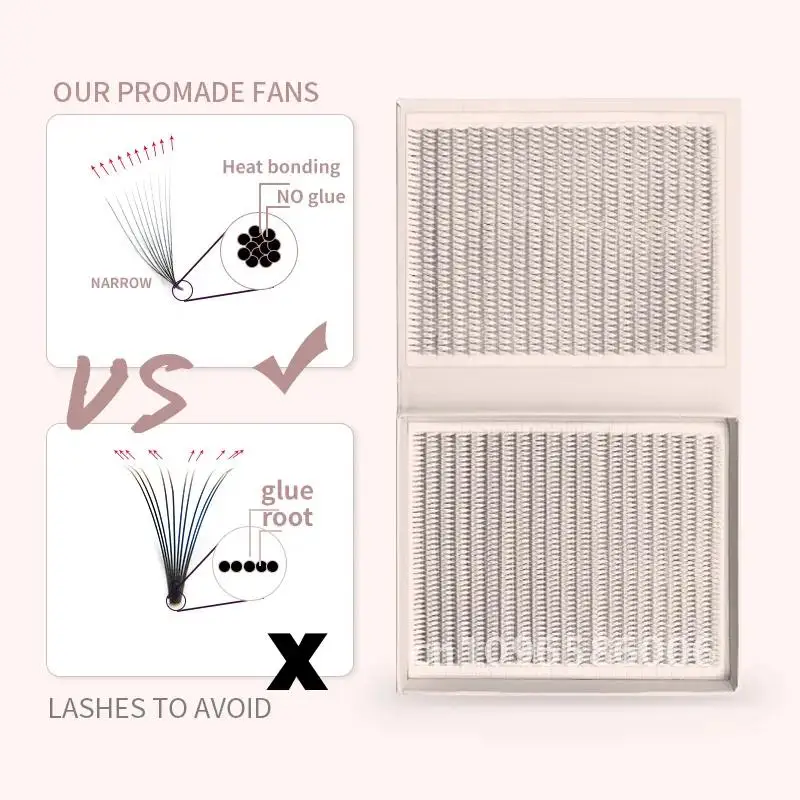 แคบ 2400 แฟนขนตา XXL Mega ถาด Premade แคบขนตาฐาน Pointy พัดลม Extensions Ultra แฟน Promade อุปกรณ์ Dark