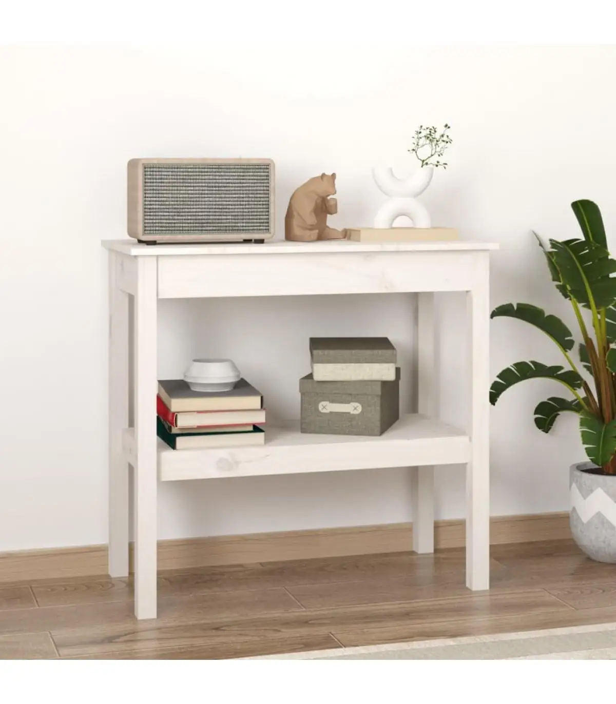 80x40x75 cm White Pine solid wood console side tables