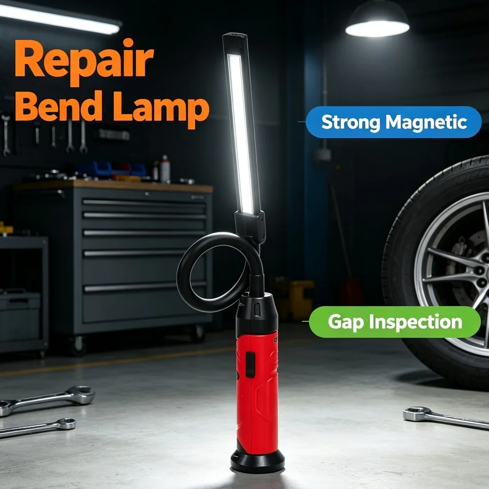 Flexible Gooseneck Magnetic Repair Flashlight Freely Bendable Inspection Lamp for Auto Maintenance Machine Tool Use