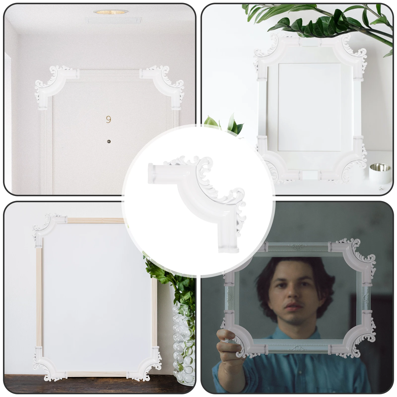 

4 Pcs Retro Carved Stickers Wainscoting Panels Decorative Molding Corner Protectors for Furniture