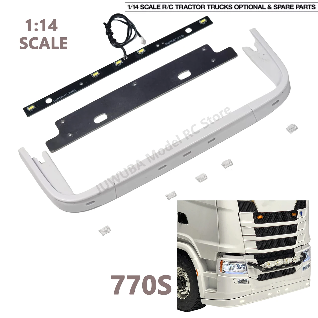 

770S RC LED Front Bumper Light Board For 1/14 Tamiya RC Truck Scania 770S 6X4 56368 8X4 56371 Car DIY Accessories Upgrade Toys