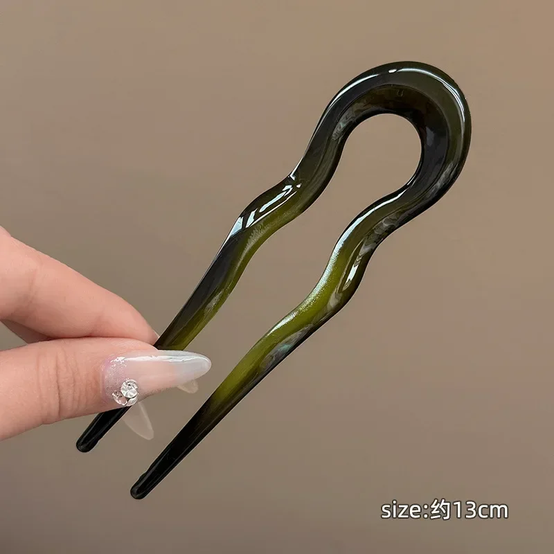U 자형 헤어 포크 패션 거북이 아세테이트 머리핀 기하학적 디자인 모자를 쓰고 있죠 헤어 스틱 여자 여자