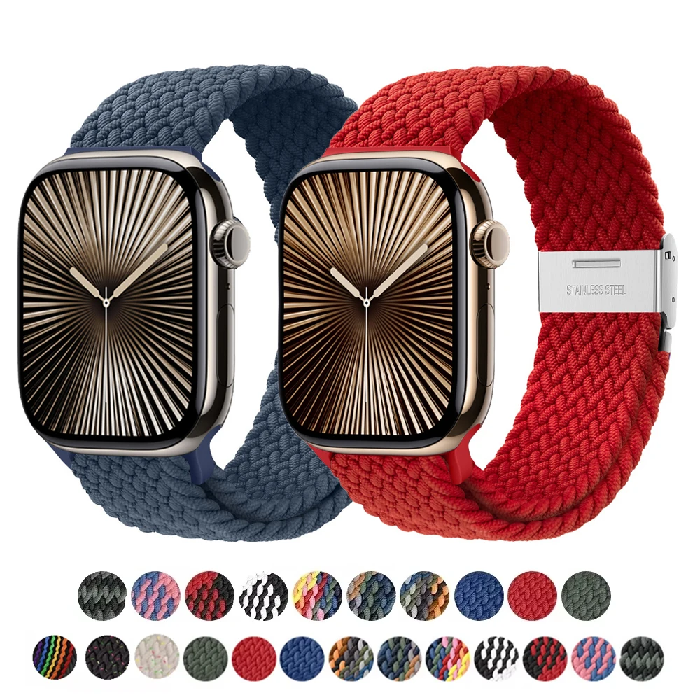 حزام لساعة أبل 10 الفرقة 46 مللي متر 42 مللي متر 45 مللي متر 44 مللي متر 49 مللي متر 40 مللي متر 41 مللي متر مضفر النايلون كوريا سوار iWatch سلسلة 8 9 7 5 se 6 Ultra