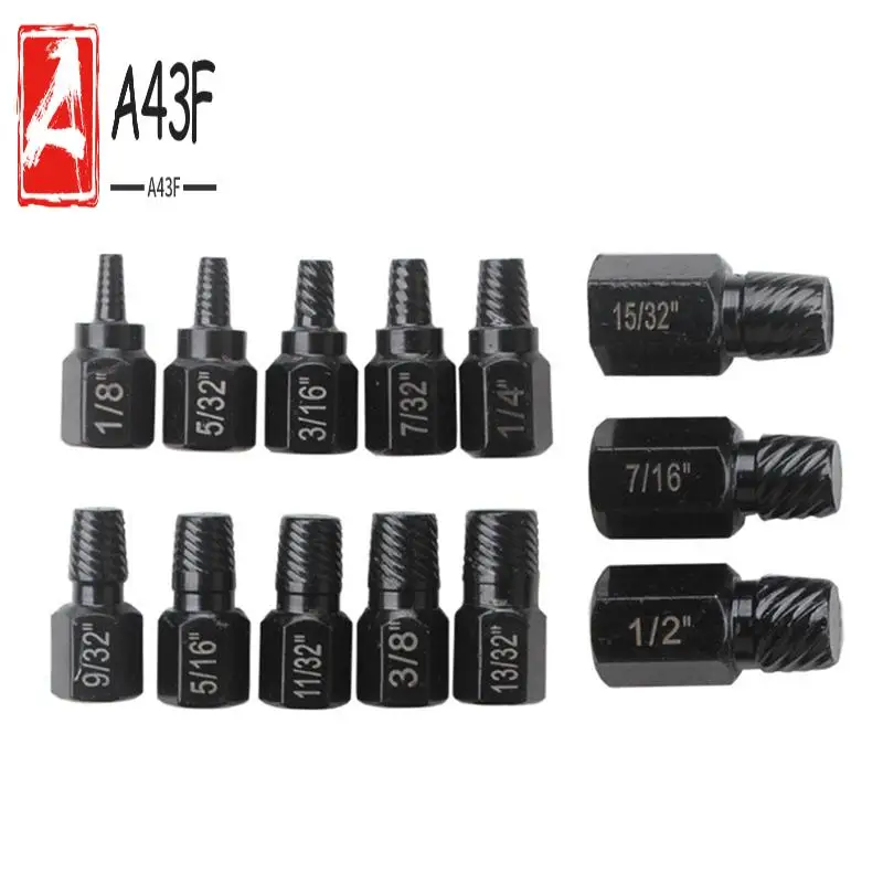 

A43F-13Pcs Screw Extractor Kit Damaged Screw Remover Set Easy Out Drill Bits Broken Bolt Stud Remover Screw Extractor Set