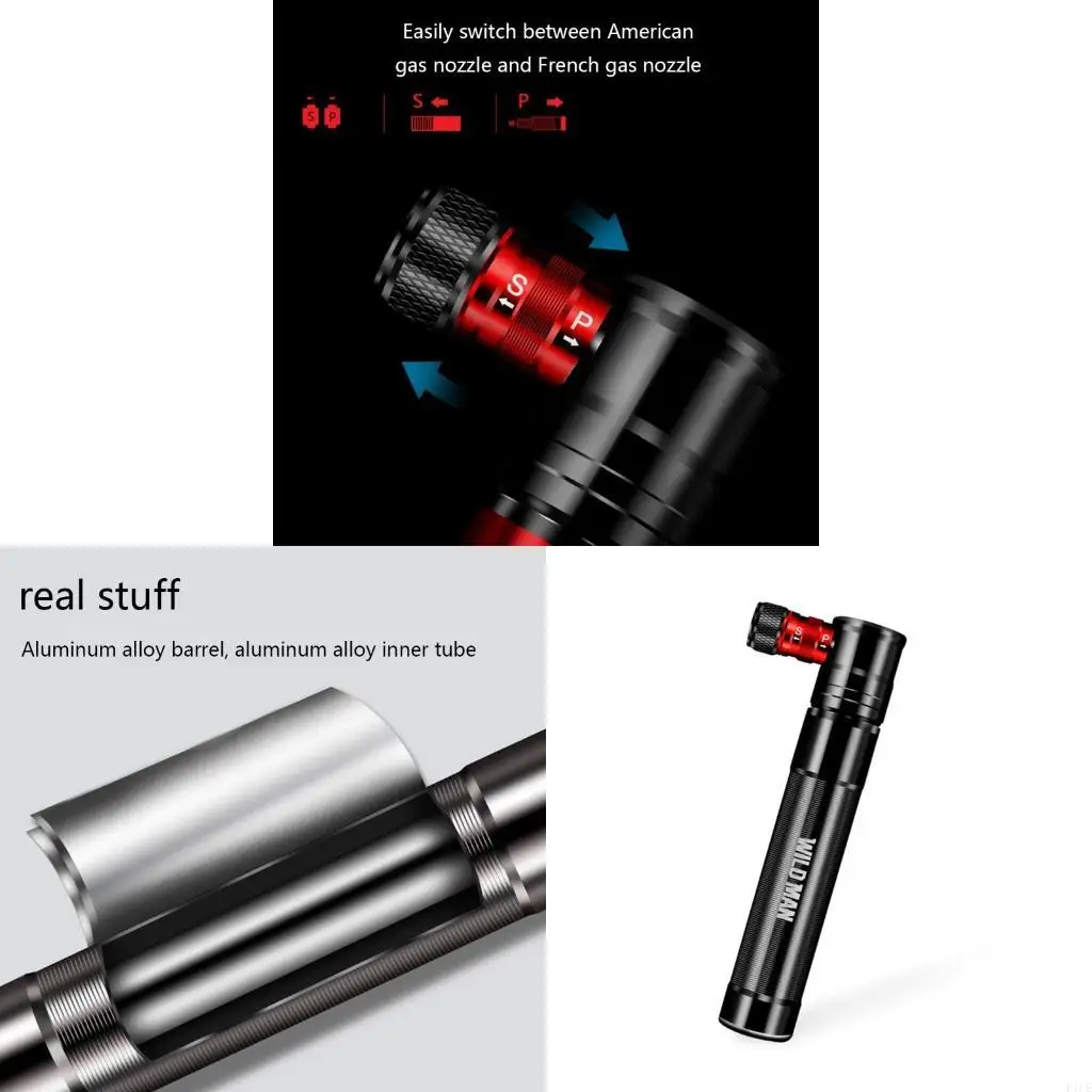 

Портативный велосипедный насос мини -компрессорный сопло адаптер Ультра света 100 фунтов на квадратный дюйм