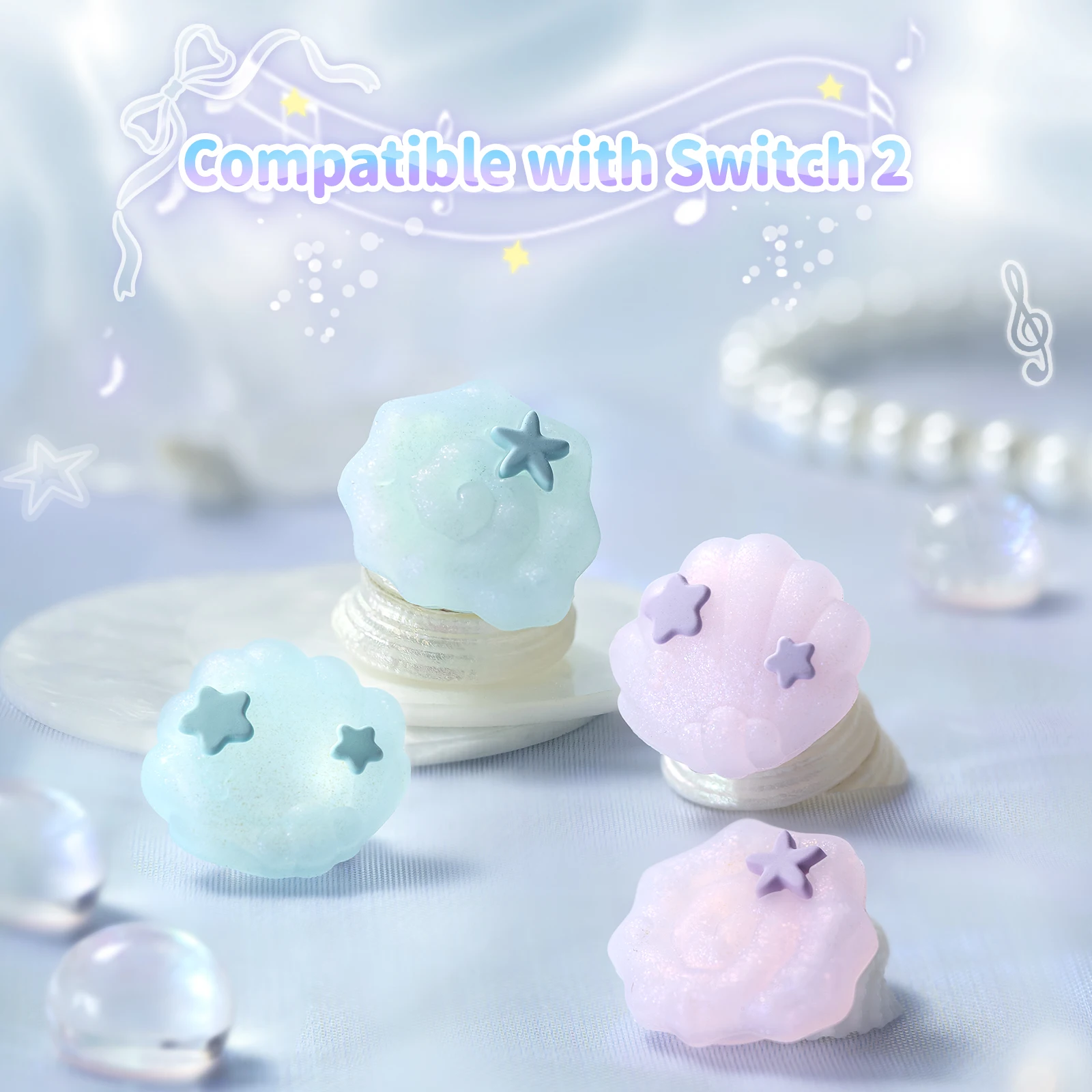 GeekShare Thumb Grip Caps compatible with Nintendo Switch 2 (2025) ,  Analog Stick Covers 4PCS Dreamy Shell