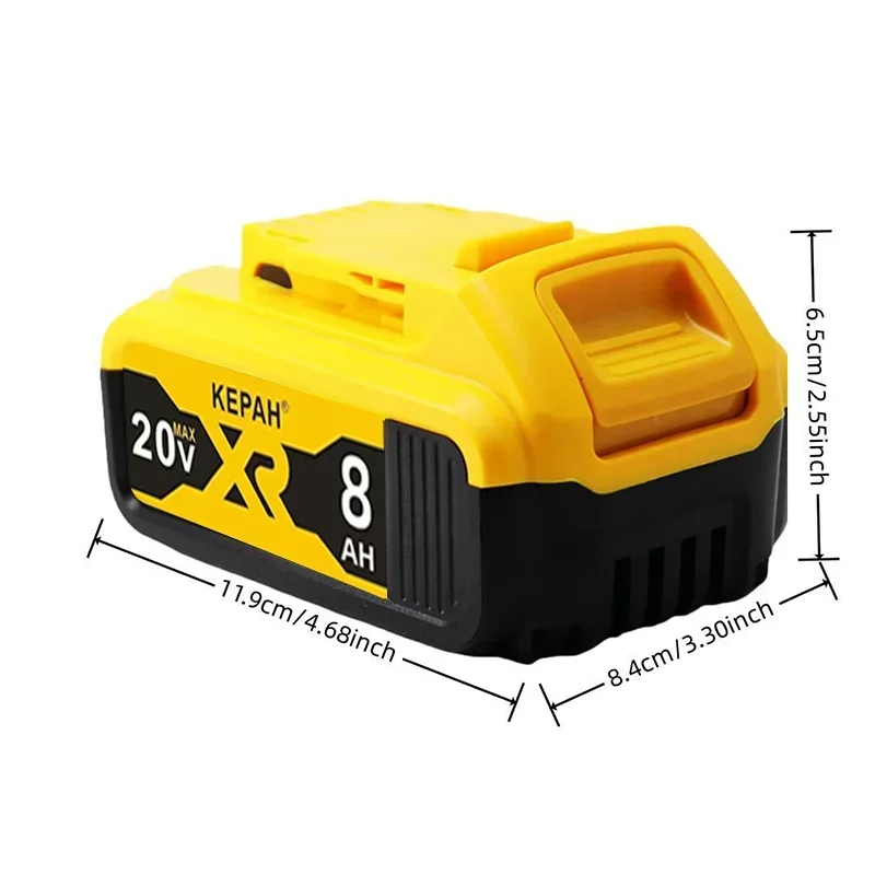 Dewalt 전동 공구용 배터리, 8000mAh, 20V, 8.0Ah, DCB206, 20V, DCB205, DCB200 DCB204-2, 신제품 100%