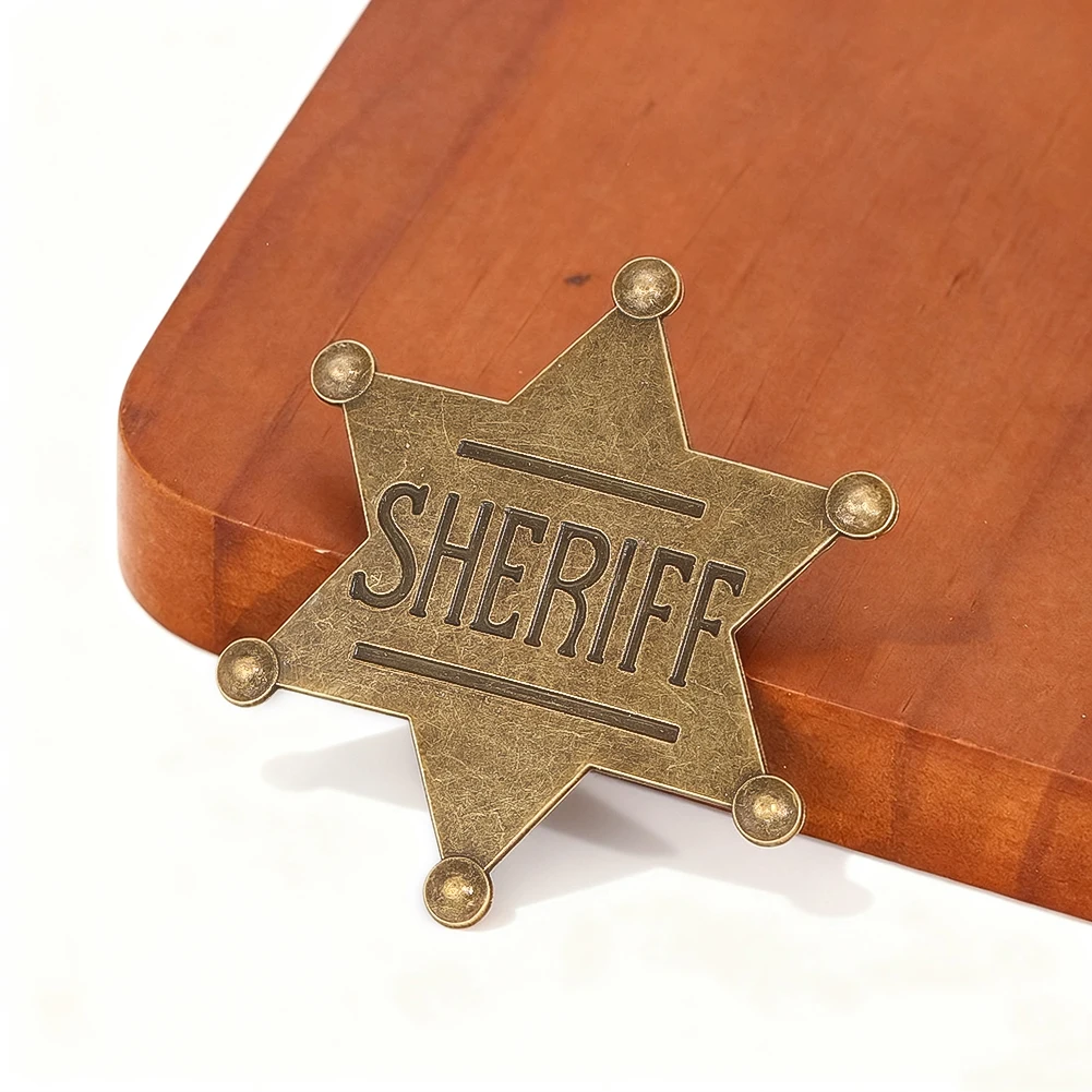 2 قطعة شارات دبابيس شريف المعادن السداسية شريف بروش قبعات رعاة البقر الغربية حفلة تأثيري الدعامة الديكور الإكسسوارات طفل هدية