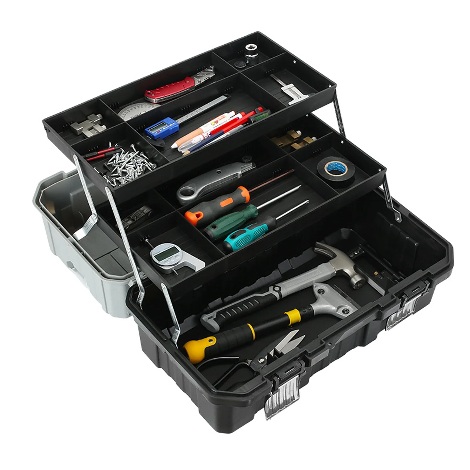 3 Tray Folding Tool Box Multifunctional Portable Hardware Tool Storage Organizer for Automotive Electrical Repair