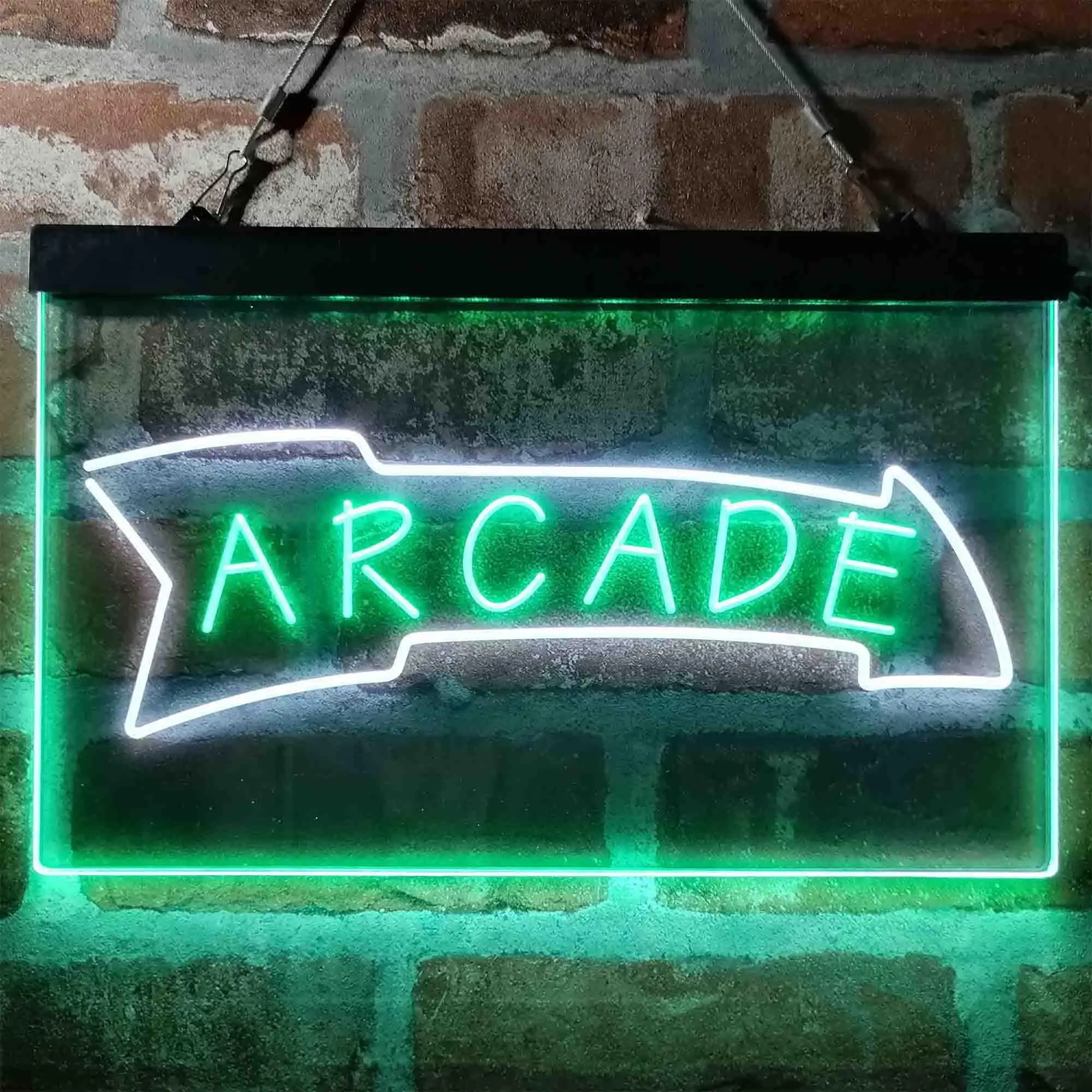 Arcade, Pointing this Way Down Dual Color Led Neon Sign st6-i4019