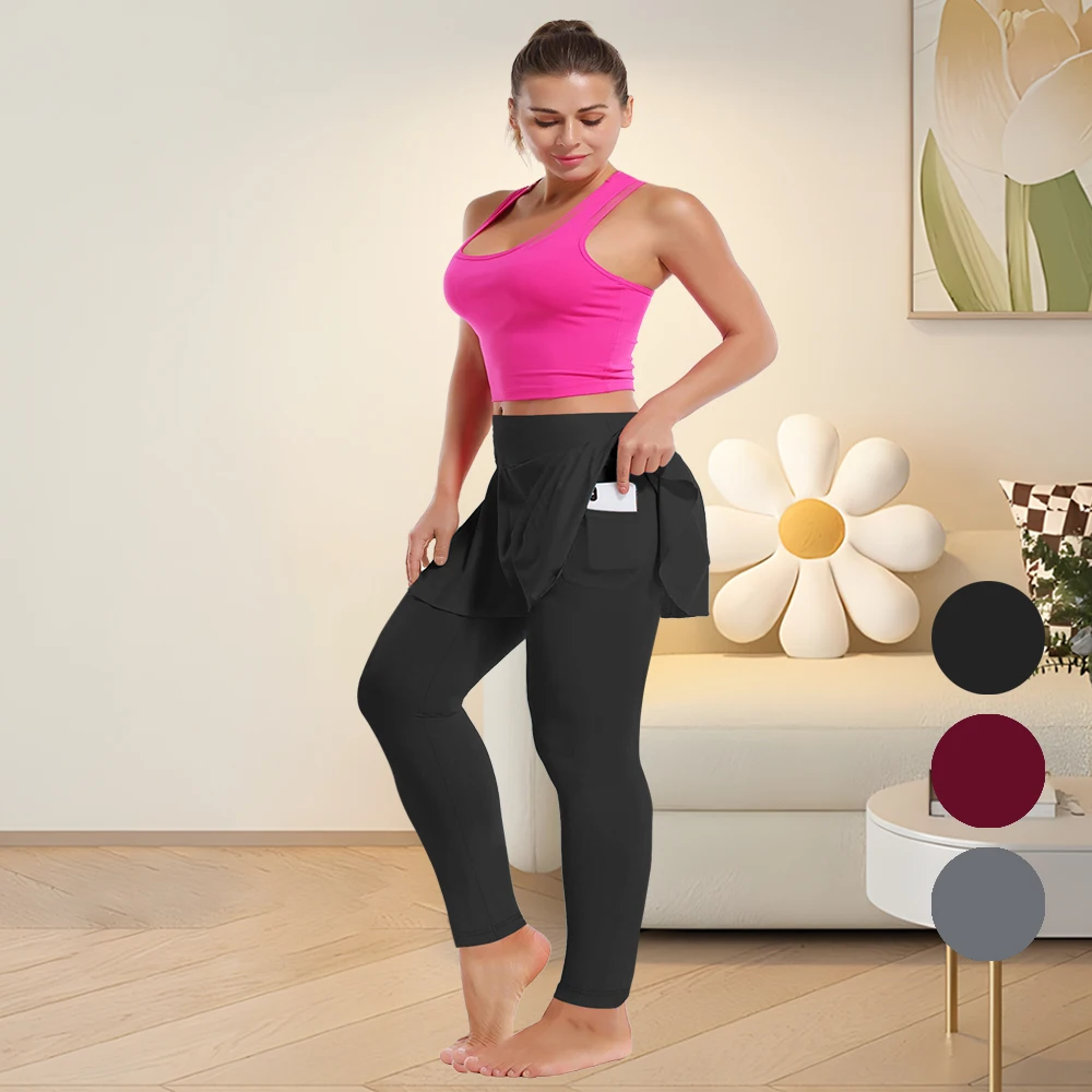 3 Pak legging wanita ukuran besar, celana Yoga pinggang tinggi dengan saku, celana Yoga elastis untuk pakaian Fitness & sehari-hari musim gugur