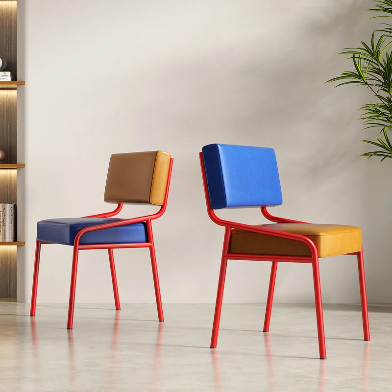 Design Dining Chair with Backrest Modern Kitchen Chairs Vintage Living Room Lounge Chairs Bedroom