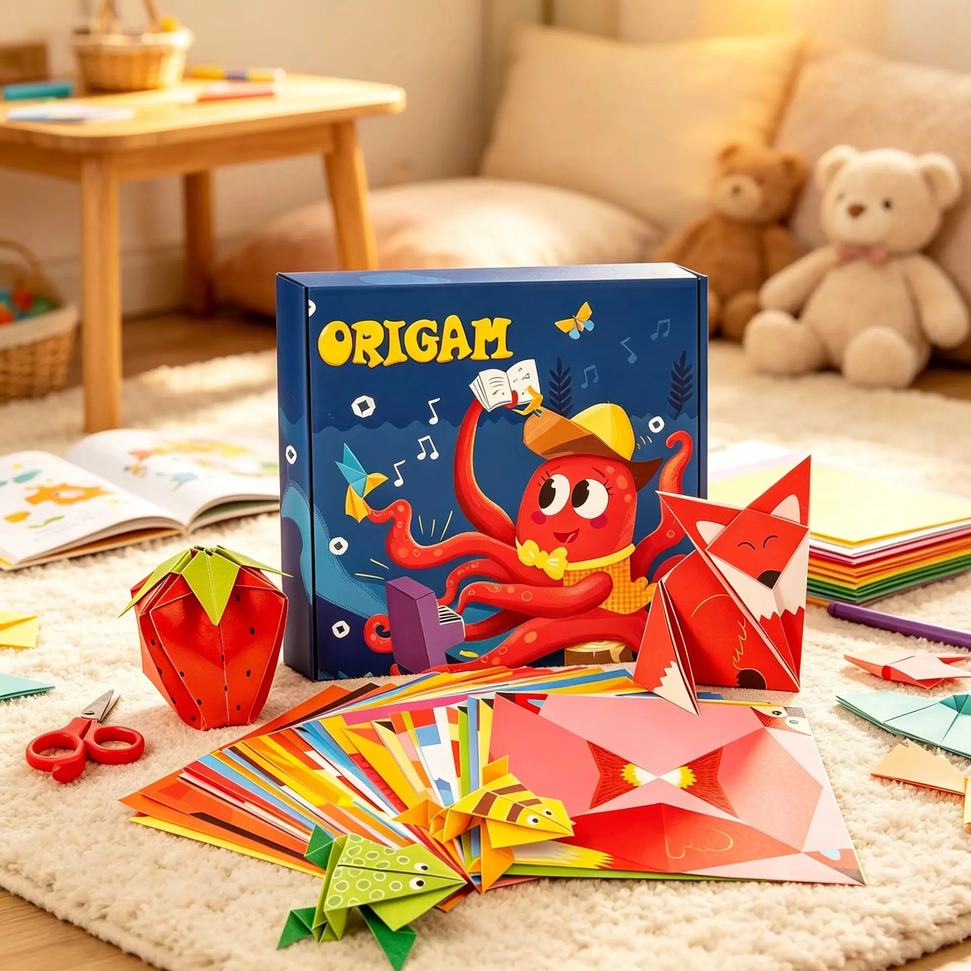 108 Pages Montessori Cartoon Animal Origami Paper, DIY Kids Handcraft Art Educational Craft Toy for Children Gift