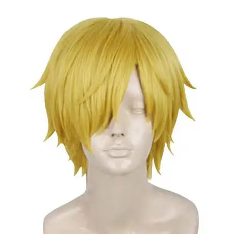 

High Quality Anime Sanji Cosplay Wig Sanji Wig Short Straight Golden Yellow Heat Resistant Synthetic Hair Wigs