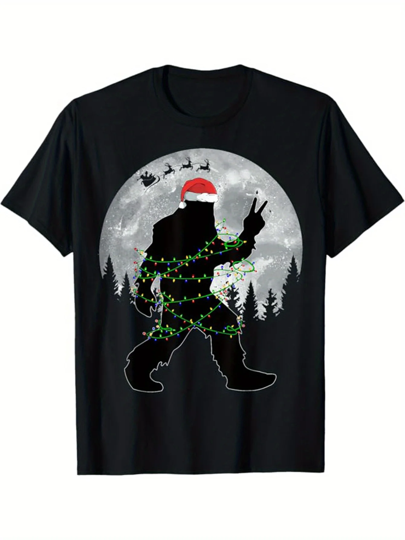 

Christmas Print Mens Cotton T-shirt Graphic Tee Mens Xmas Outdoor Clothes Mens Clothing Casual Short Sleeve Crew Neck T-shirt