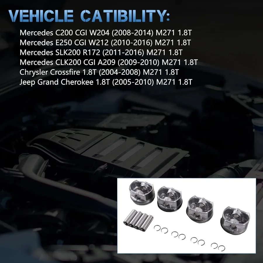 4 قطعة حلقات المكبس عالية الأداء مع STD قطر 82 مللي متر لمحرك W204 W212 C200 C250 E250 CGI 1.8T استبدال مناسب تمامًا #2