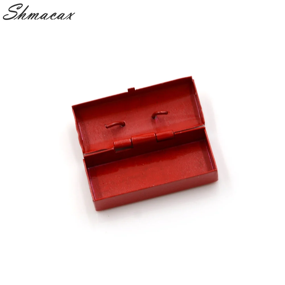 Mini Metal Tool Box, Dollhouse Miniature, vermelho, azul, 1:12