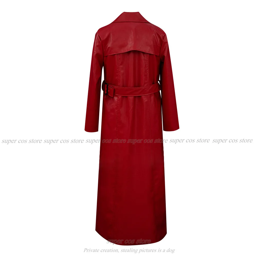 미스터 스칼레텔라 게임 호미커, 수수께끼의 적대자 코스프레, 코스튬 레드 가발, 여성 남성, 할로윈 맞춤형 트렌치 코트