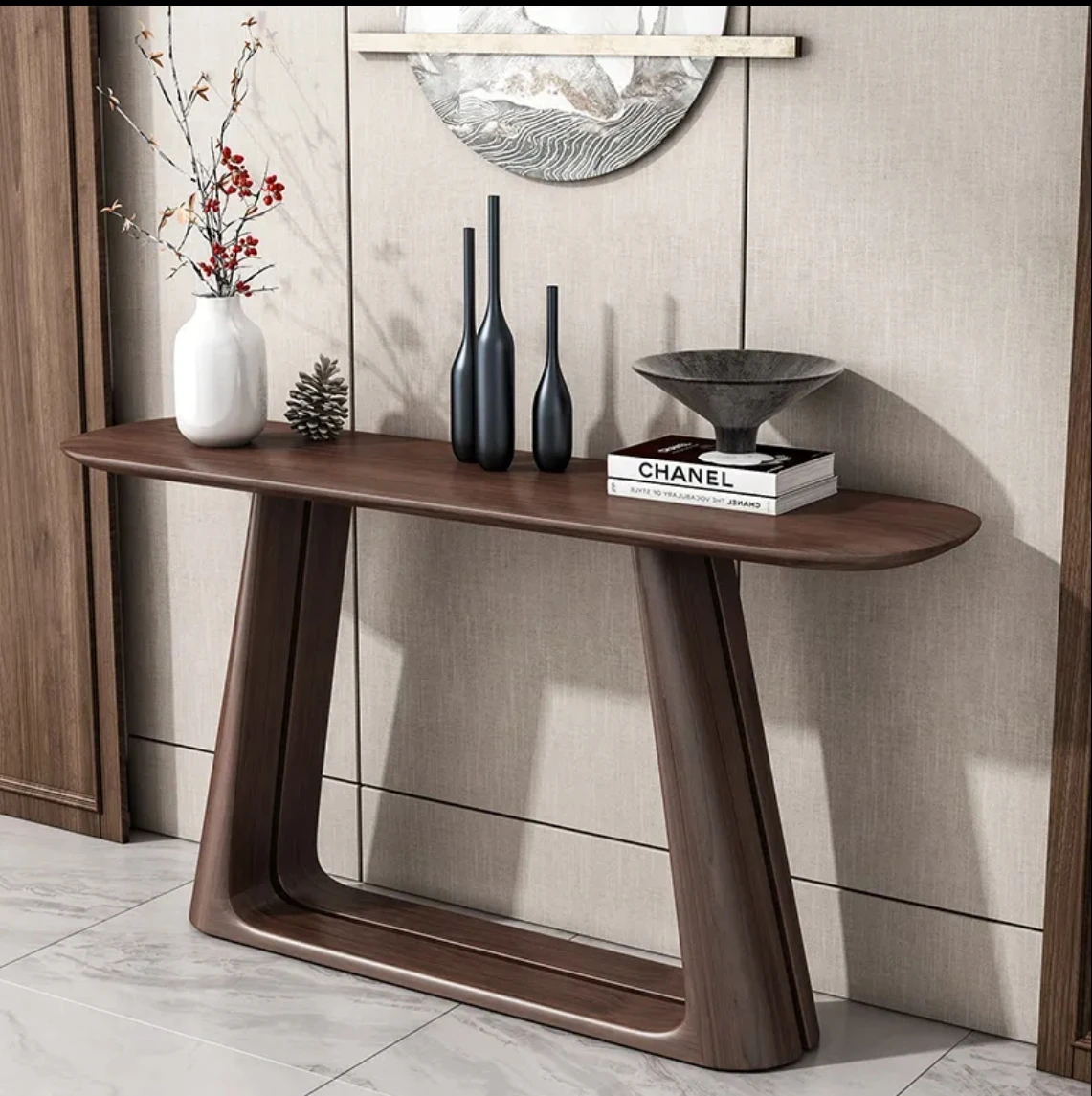 Console table aisle black walnut color console table simple solid wood narrow side table