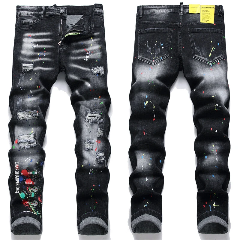 

starbags dsq 1347 Jeans quadratic slim-fit cotton bomb black four seasons ink process