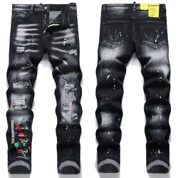 starbags dsq 1347 Jeans quadratic slim-fit cotton bomb black four seasons ink process