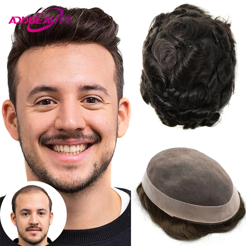 

Mono NPU Men Toupee Human Hair Fine Mono Men's Capillary Prosthesis Durable Human Hair Wigs Natural Hair Replacement Hairline