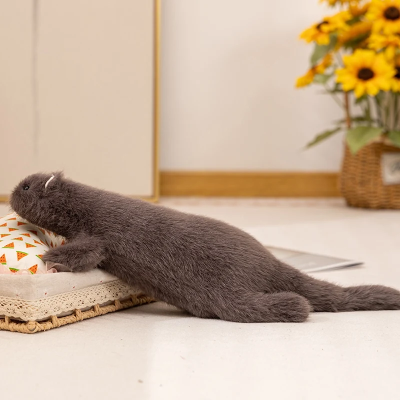 محاكاة جميلة الكذب البني الأبيض سنو النمس ألعاب من القطيفة Kawaii الحيوان بلوشي وسادة محشوة وسادة أريكة لينة الهدايا الإبداعية