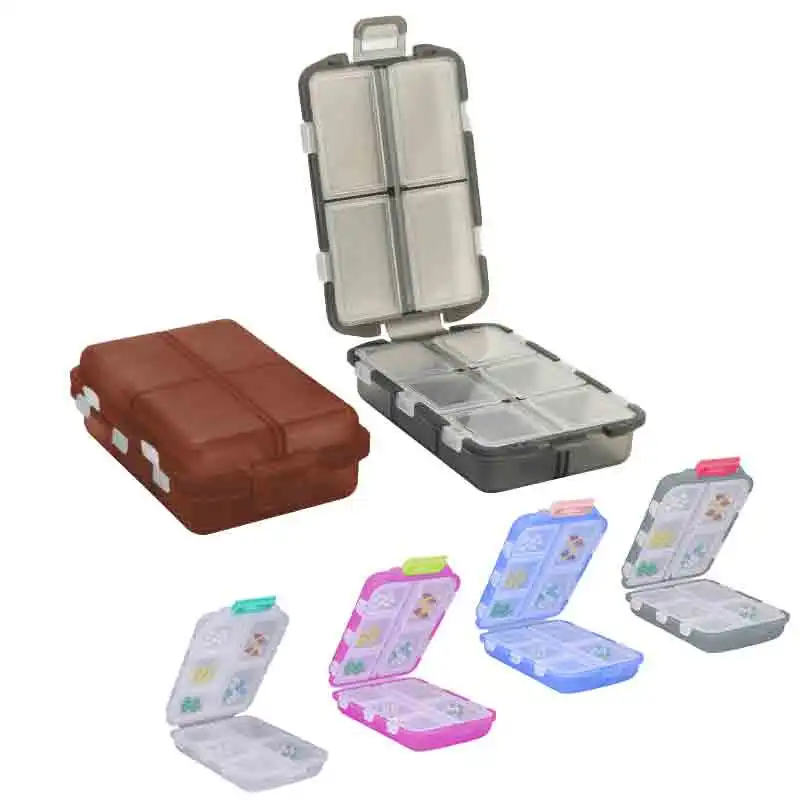 Praktischer Reise-Pillenorganizer Tragbare Taschenapotheke Medizinbox Kleine Box mit 10 Fächern zur Aufbewahrung von Vitaminen und Fischöl