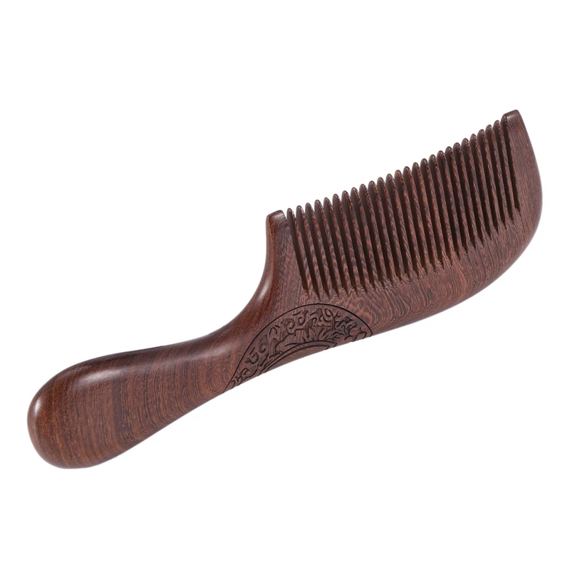 

3X Unisex Sandalwood Comb Women Men Home Travel Wood Anti-Static Fine-Tooth Comb Wooden Handles Hair Comb