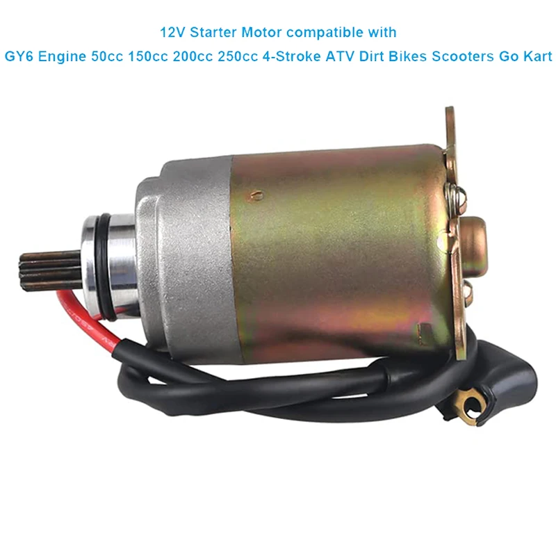 GY6 125cc 150cc Starter Motor with Wire Cable Compatible Go Karts ATV Scooter Moped Dune Buggys Quad 4 Wheelers Engine Parts