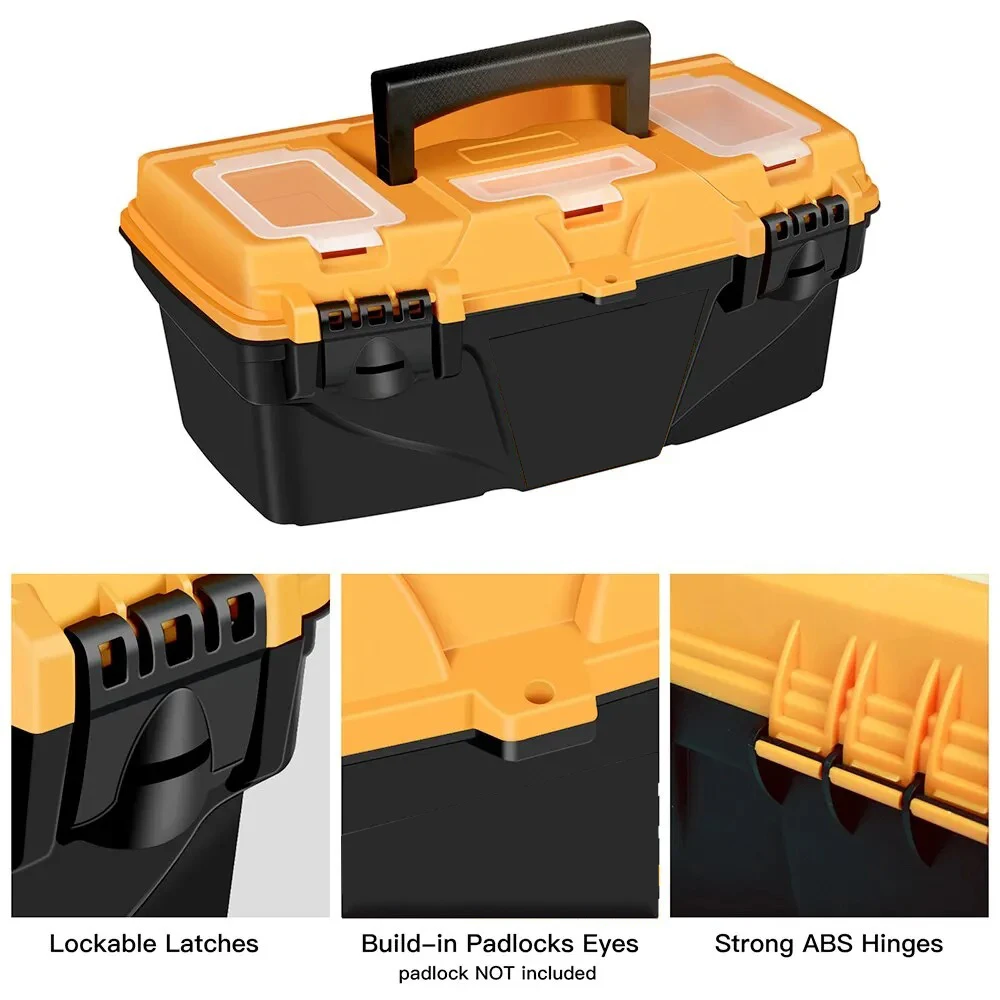 12/15 Inch 2-Layer Toolbox Bundle, Heavy Duty Plastic Storage Box Portable Organizer for Home Garage Car Repair, Bundle Deal