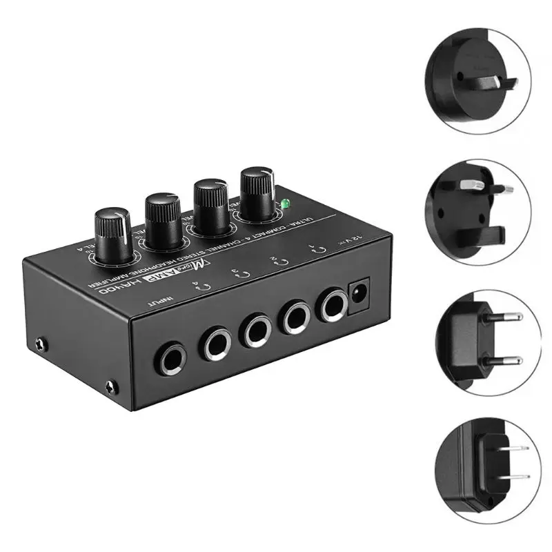 HA400 4 Channels Mini Au-dio Stereo Headset Headphone Amplifier with Power Adapter US/UK/EU/AU Plug Drop Shipping