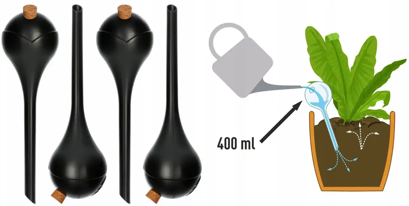 Plantenirrigatiebal met potkurk 4 stuks zwart