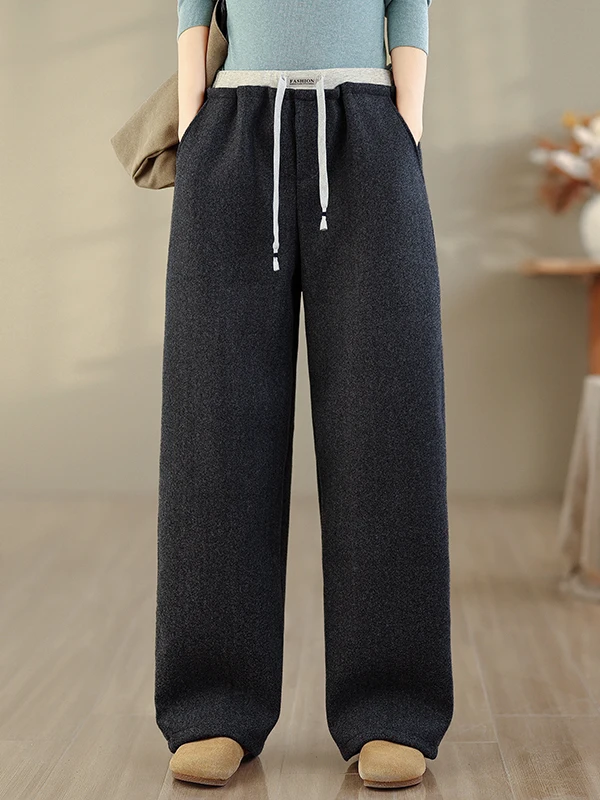 أصيلة كسول Sle فضفاضة يشعر الخريف Sweatpants المرأة فريدة من نوعها Ele سكين السراويل مستقيم الساق l الخصر الدافئة #3