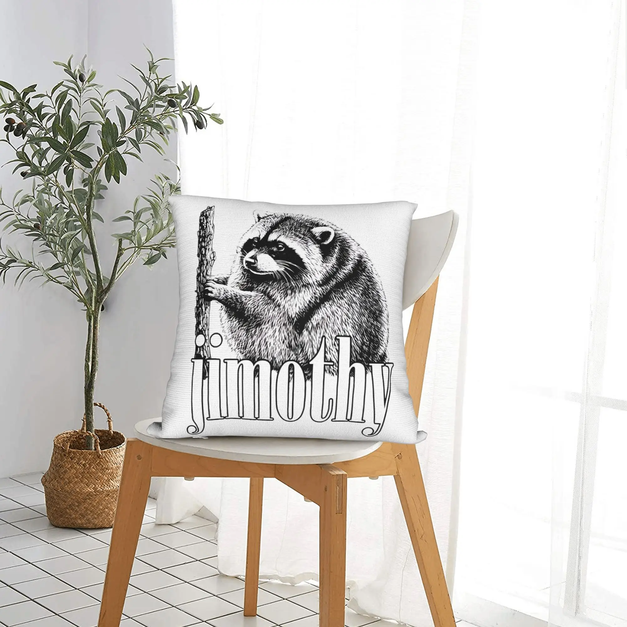 Jimothy Raccoon Square Pillowcases Polyester Room Cute Panda Cushion Case Cool Home Decoration Pillowcase 45*45