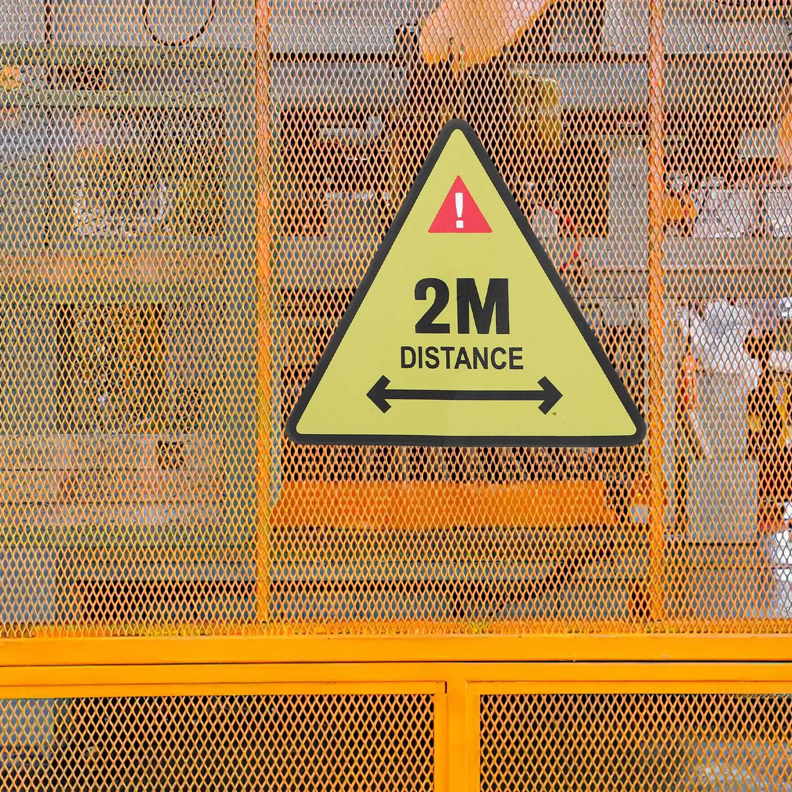 Safety Warning Stickers 2M Distance Danger Signs Waterproof Reusable Adhesive Caution Labels Hazard Markers Traffic Safety Signs