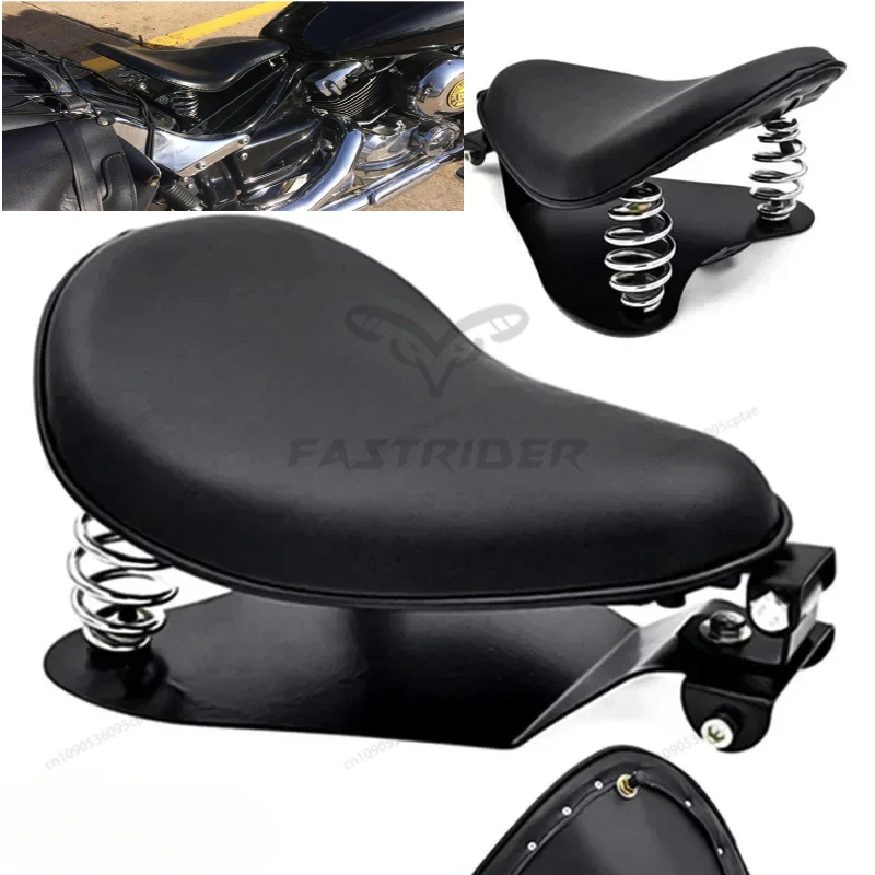 

Motorcycle Leather Saddle Seat Retro Black Leather Solo Seat for Custom Chopper Bobber for Honda for Yamaha for Kawasaki
