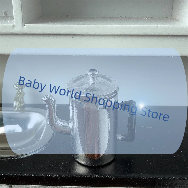 

1:12 Kettle With Lid Models Cute Dollhouse Miniatures Kitchen Accessories For Doll House Decor Kids Pretend Play Toys DIY Gifts