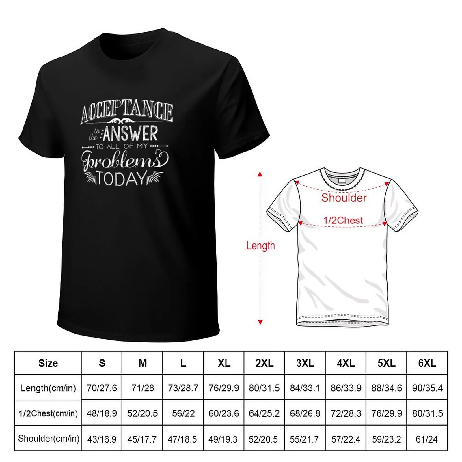 Acceptance is the Answer - Chalk Typography T-Shirt Breathable Lightweight Summer Top