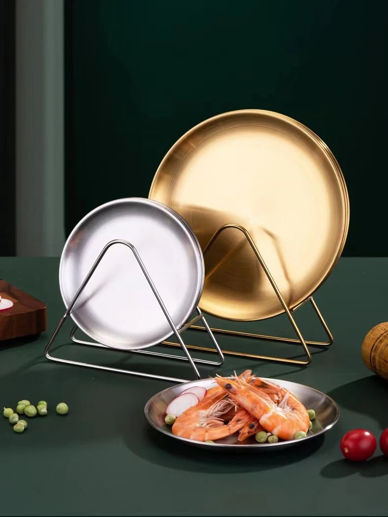 

Stainless Steel Tableware Dishes Cake Plate Fruit Dish Tray Chic Dessert Dining Tray Dirt Bar Tableware Snack Kitchen Accessorie