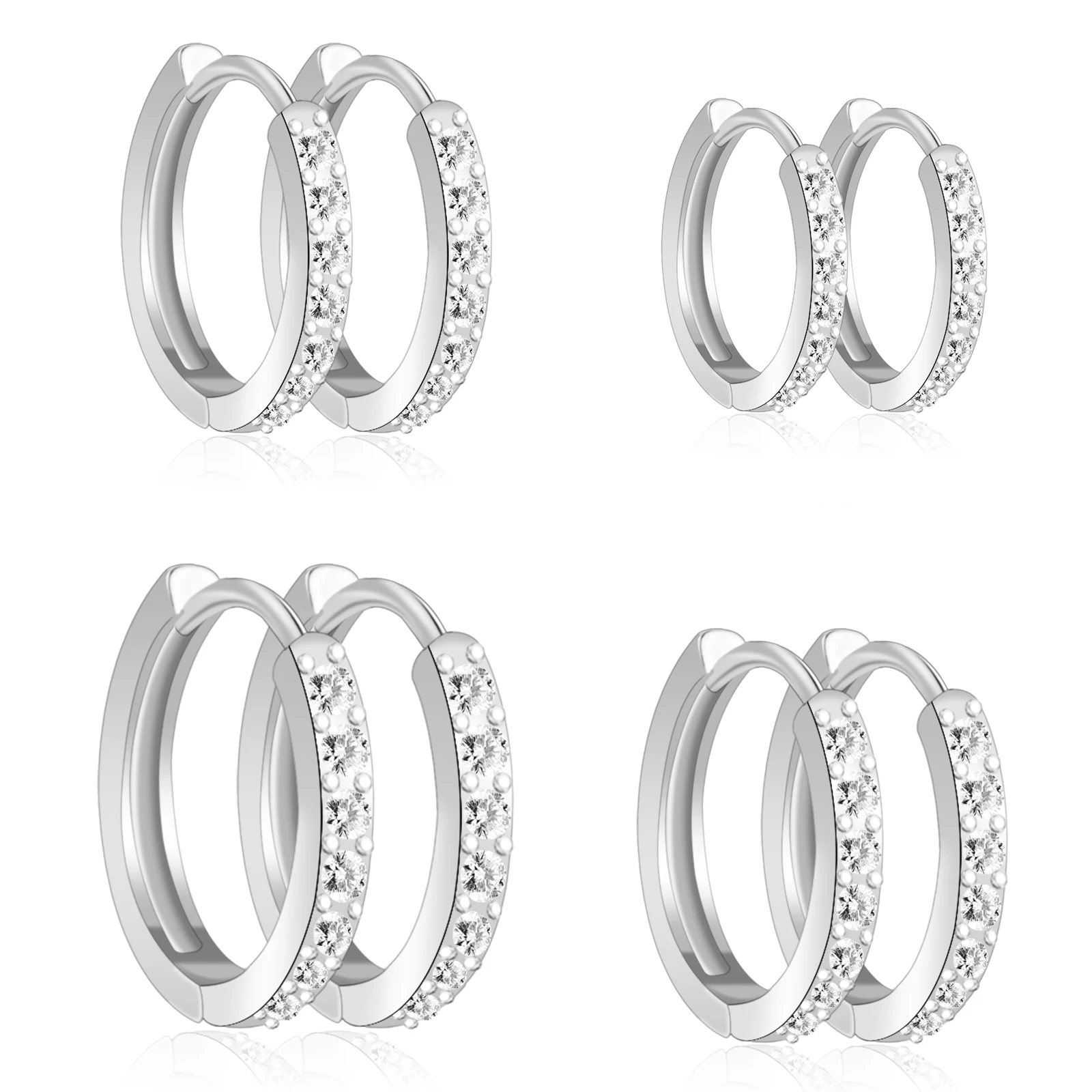 S925 Sterling Silver Pin Earrings Fashion Hoop Earrings White Gold Plated Earrings Nickel Free Earrings