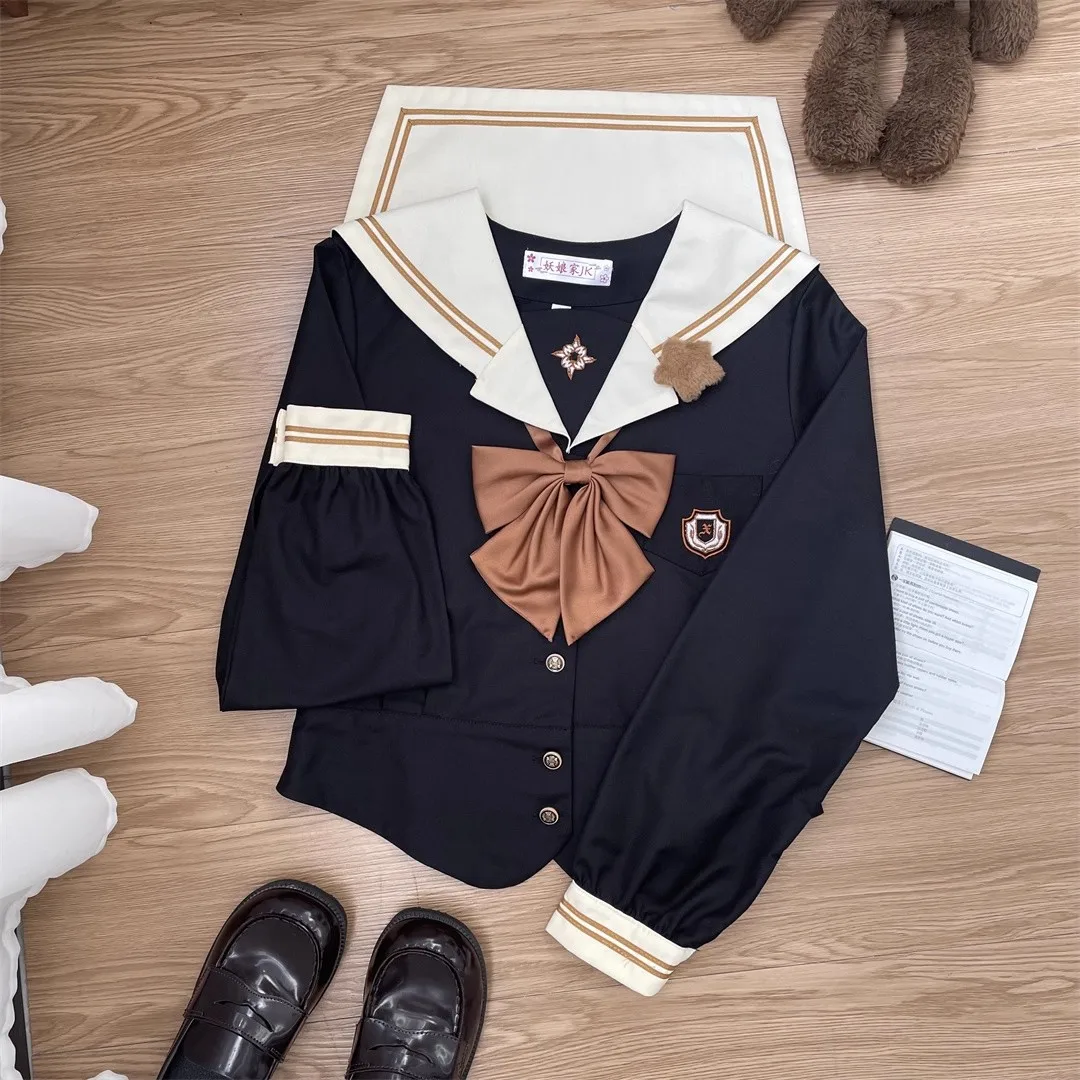 Japonês preto jk uniformes faculdade estudantes do ensino médio ternos de marinheiro uniforme escolar anime seifuku cospaly estudantes roupas