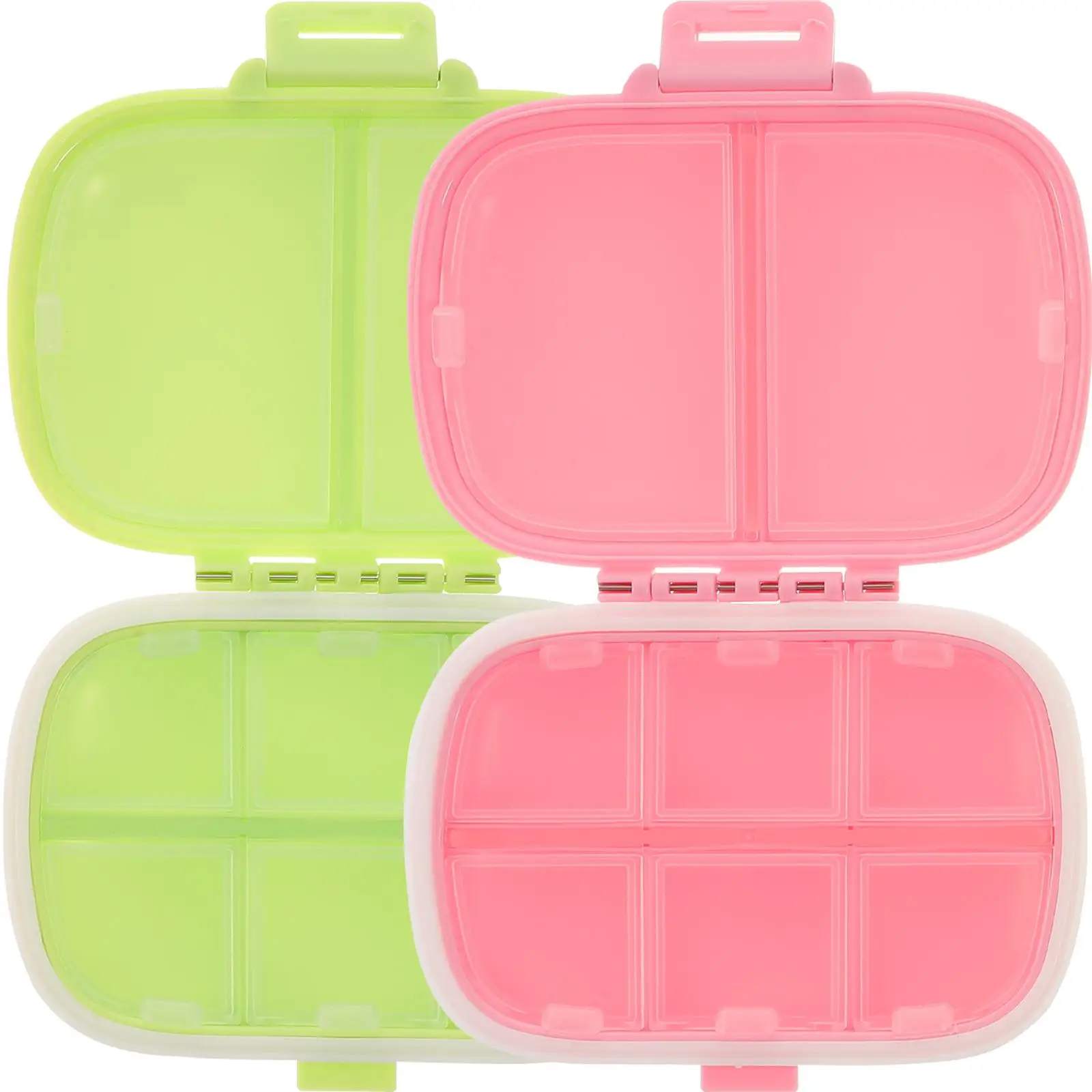 2 Pcs Carry Travel Pill Boxes Pantry Organizers and Storage Case with Compartments