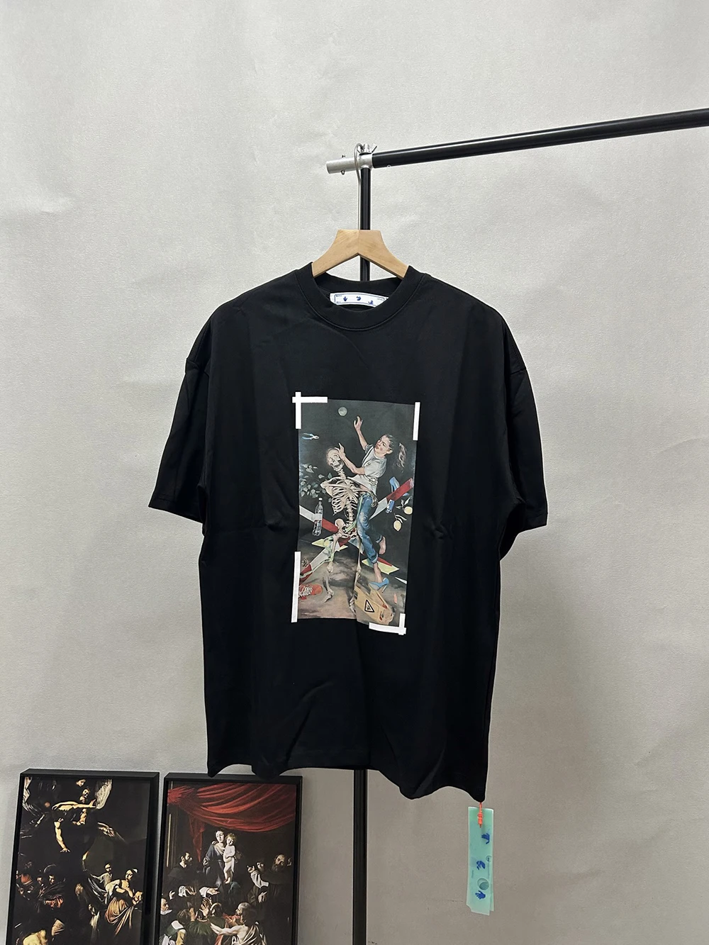 

Abloh Tees Luxury Brand Off Tees Skeleton Girl Printed Short Sleeve T-shirt Men Women Thick Cotton Crew Neck Tshirt Top Tees