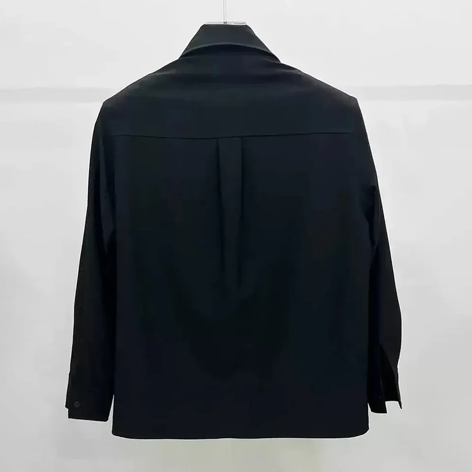 Mens Shirt Metal Chain Shirt Autumn Streetwear Trend Punk Performance Clothing Temperament Long-Sleeve Top Men'S Clothing