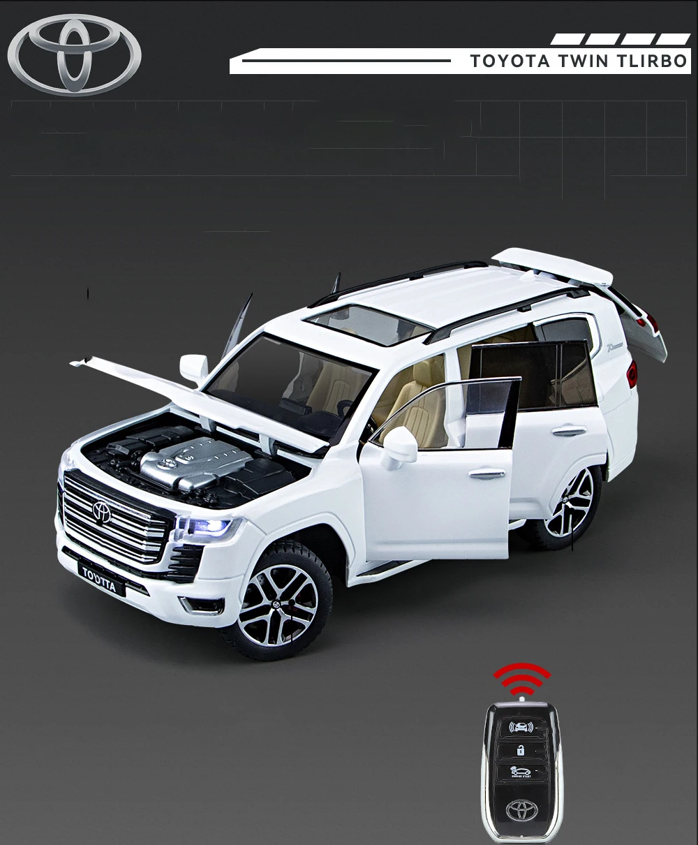 1:24 Toyota LAND CRUISER PRADO Key Control Alloy Car Model Sound and Light Pull Back Children's Toy Collectibles Birthday gift