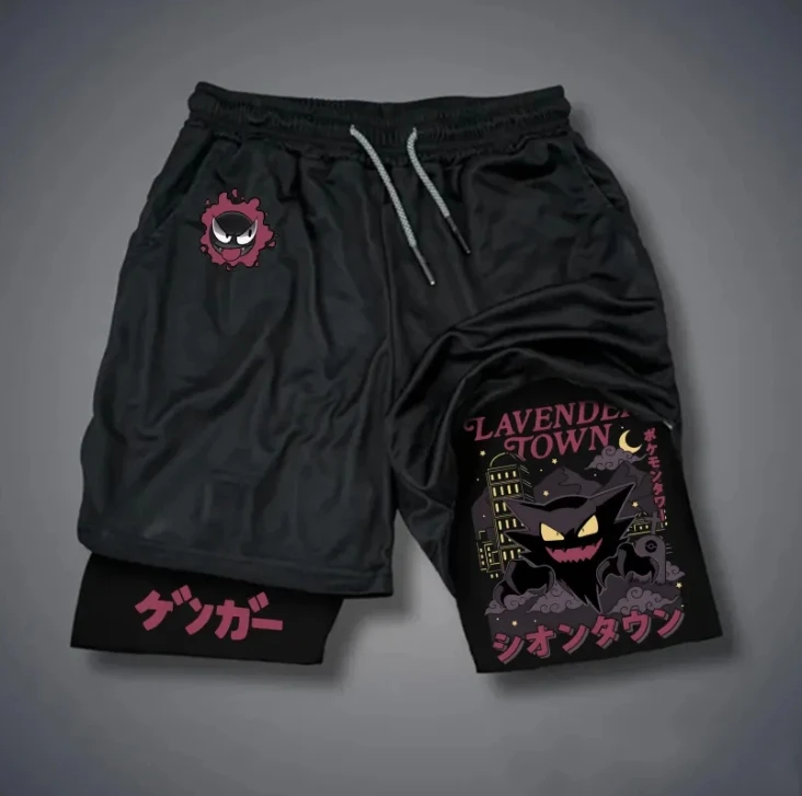 

pikachu men's basketball shorts cartoon pokemon print black breathable 2025summer casual sports shorts