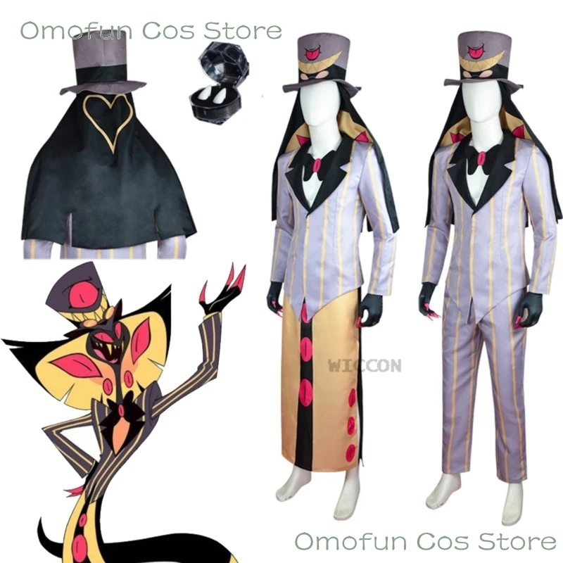 Hazbin Sir Pentious Cosplay Costume Hat Hotel Suit Snake Anime Uniforms Clothes Demon Cosplay Tooth Halloween Party Mens Outfit