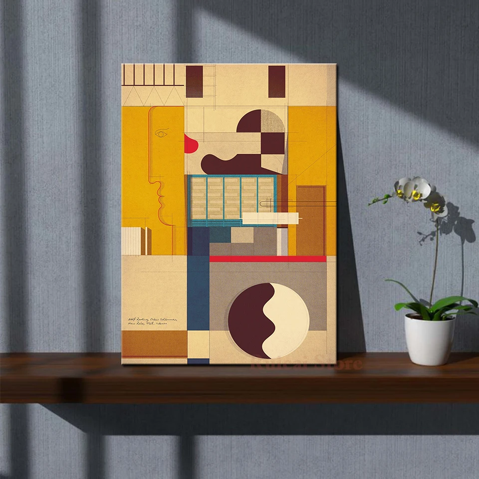 

Rading Schlemmer, Haus Rabe, 1928. Interior Poster Canvas Art Room Wall Painting Home Decor