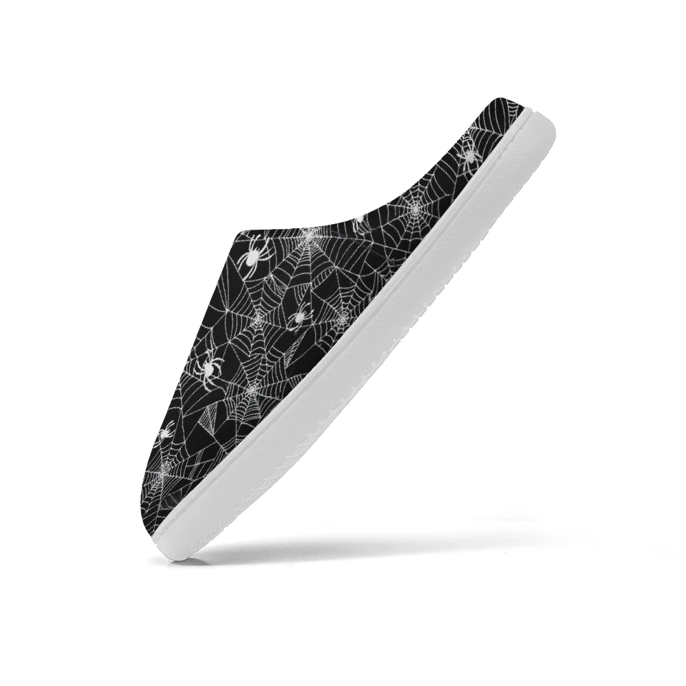 Zapatillas de algodón con estampado de telaraña, zapatillas cálidas informales de felpa, zapatillas de algodón para el hogar de invierno